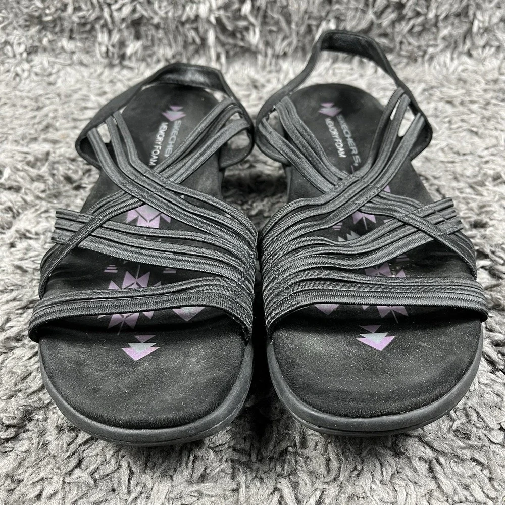 SKECHERS Reggae Simply STRETCH Slingback SANDALS in Black WOMEN'S Size 8 US